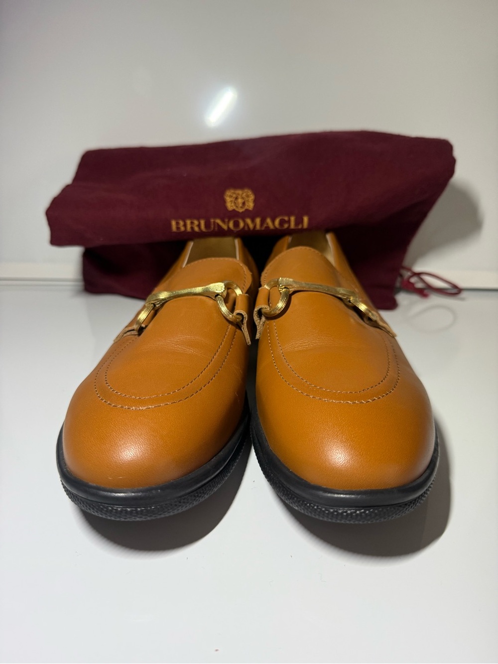 Bruno Magli  women Tan Leather Bit Loafers size 8
